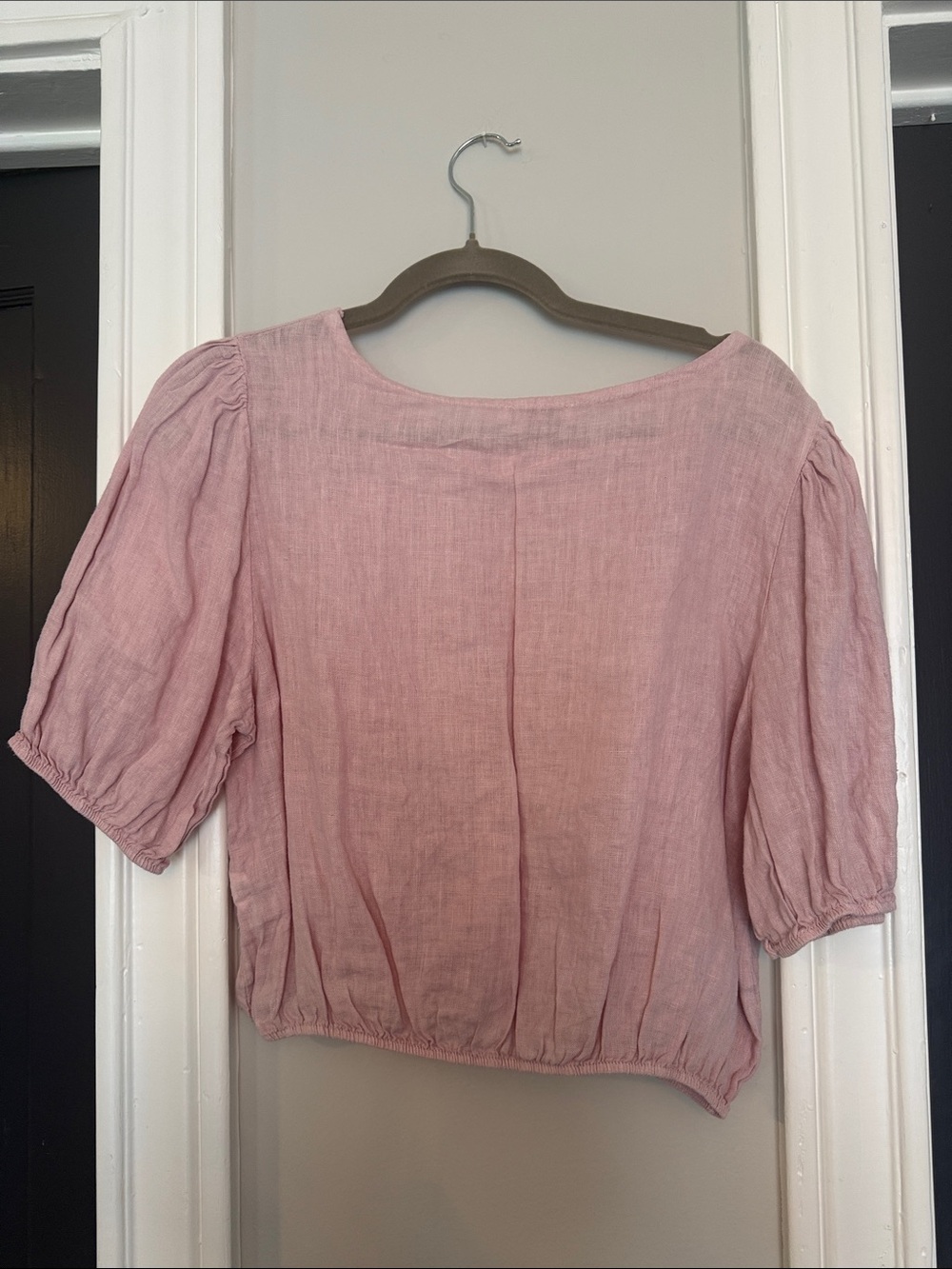 Bellamie Dusty Pink Linen-Blend Peasant Top - Picture 3 of 3
